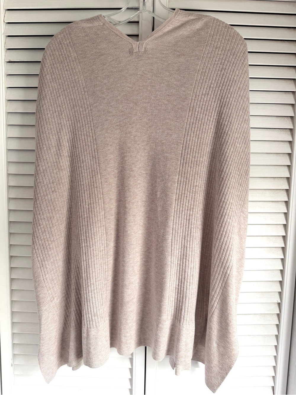 XS🤎 Splendid Cashmere Blend Oatmeal Ribbed Tie Shoulder Open Relaxed Cardigan - Picture 5 of 10